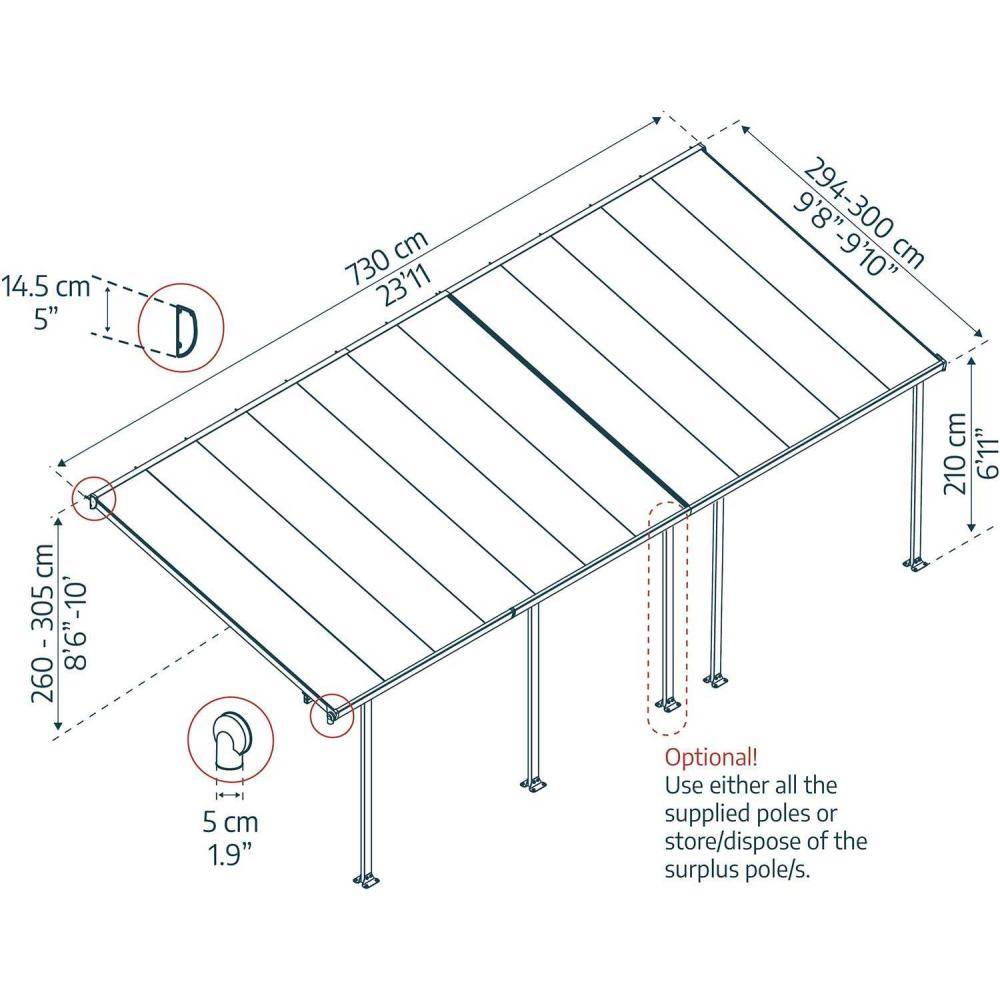 Canopia - Canopia Pergola Feria 3X7,3 Grise - Imagen 3