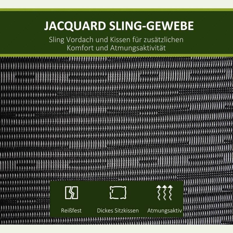 Balancelle de jardin 3 places structure acier coussins gris toit ajustable 200x120x170cm - ComfortXL Outdoor Living - Image 5