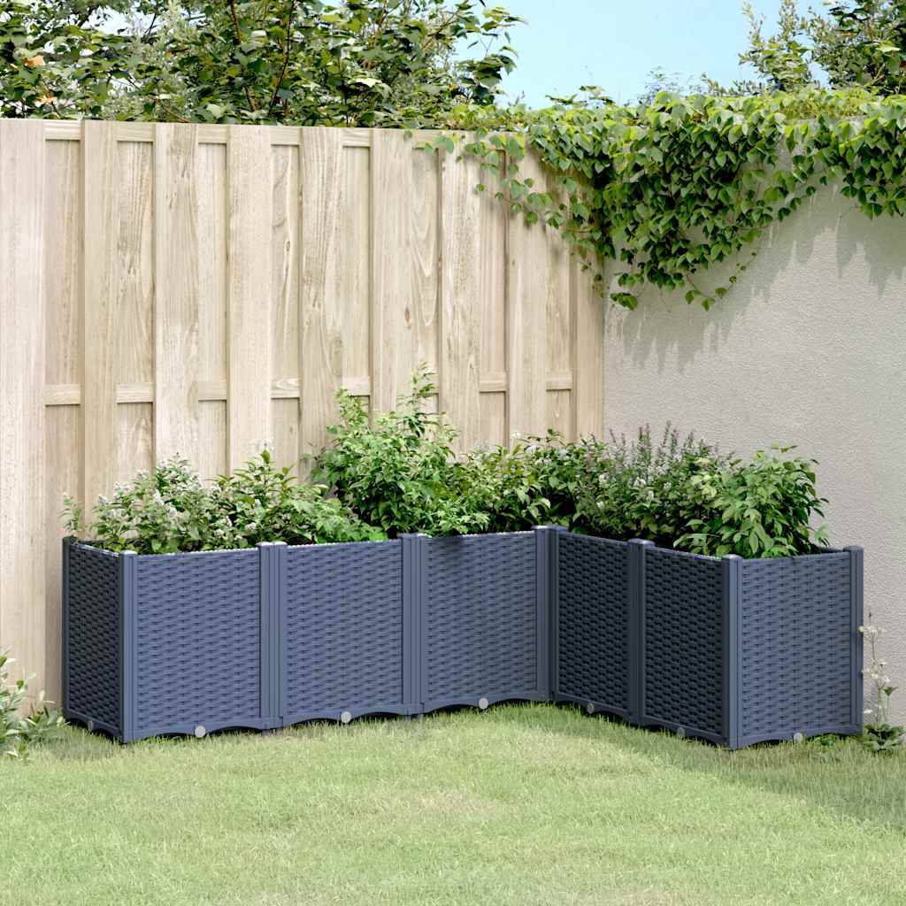 ComfortXL - Grand Ensemble de Jardinières Modulables PP Aspect Rotin Configuration Flexible pour Terrasse Gris 160 cm – ComfortXL Outdoor Living - Image 1
