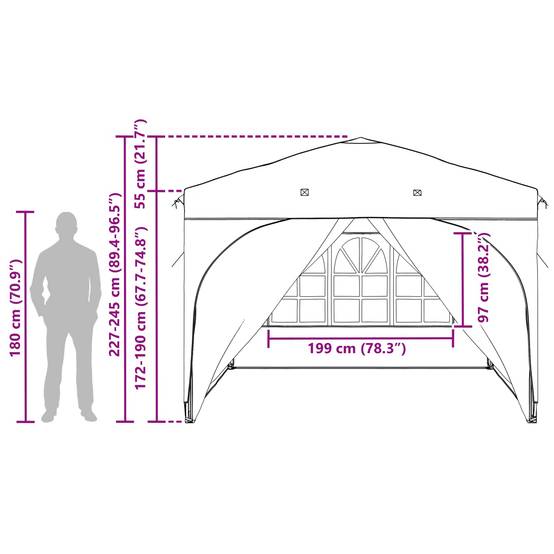 ComfortXL - Tente de réception pliante tissu Oxford pour jardin avec parois 290x290cm Terre cuite - ComfortXL Outdoor Living - Image 10