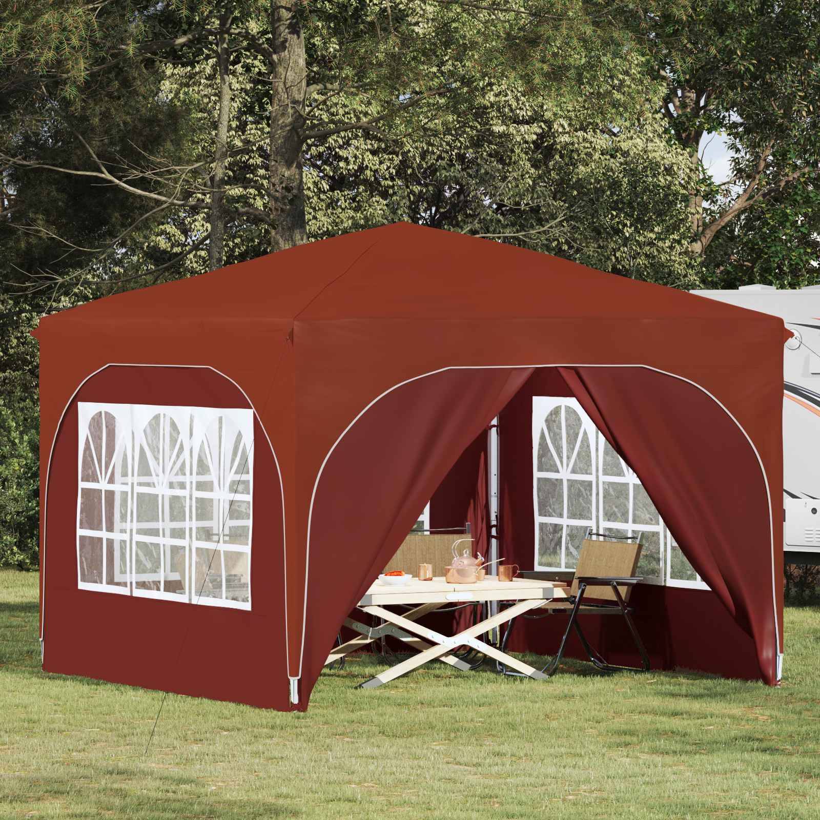 ComfortXL - Tente de réception pliante tissu Oxford pour jardin avec parois 290x290cm Terre cuite - ComfortXL Outdoor Living - Image 1