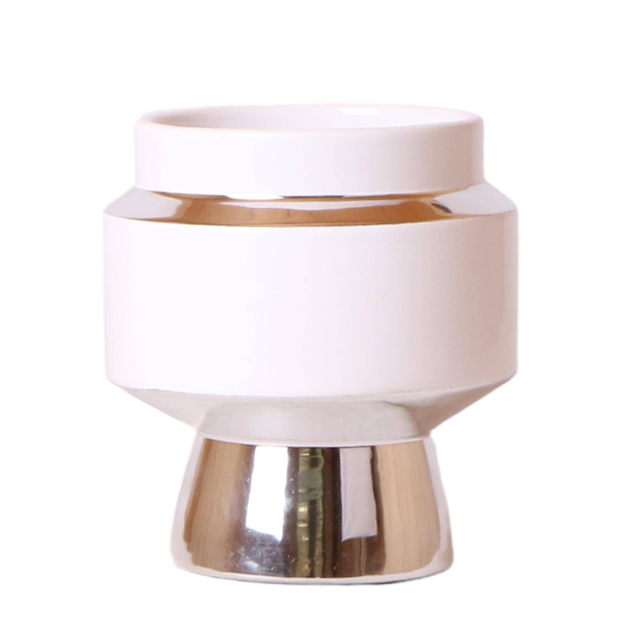 Le Chic : Pot en céramique blanche argentée- La Green Touch - Image 1