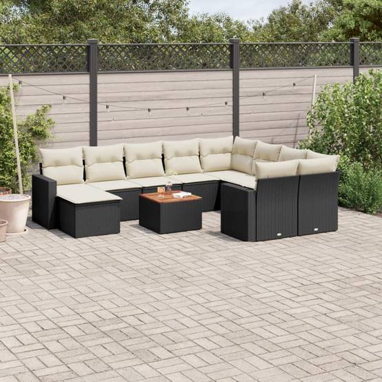 Salon de Jardin Noir et Blanc 11 Pièces Modulable Résine Tressée pour 10 Personnes – ComfortXL Outdoor Living - Image 1