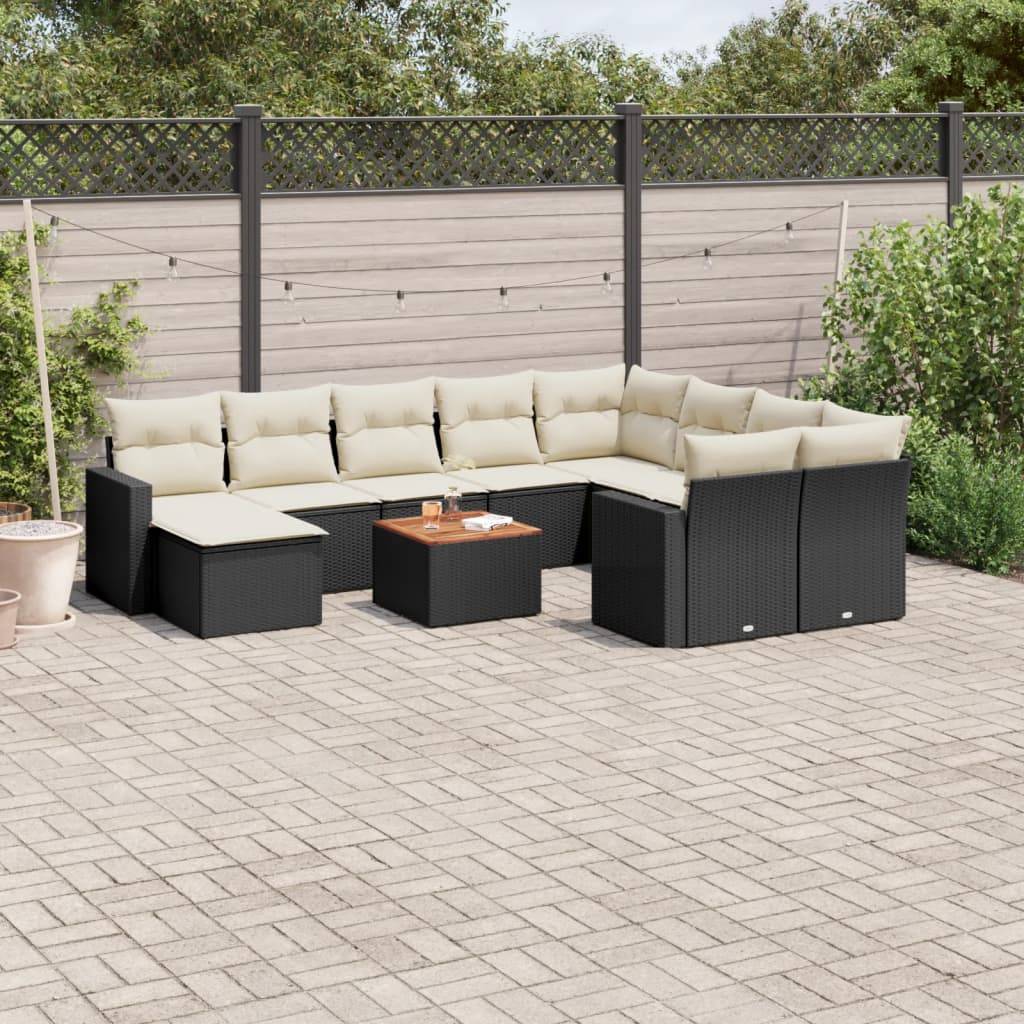 Salon de Jardin Noir et Blanc 11 Pièces Modulable Résine Tressée pour 10 Personnes – ComfortXL Outdoor Living