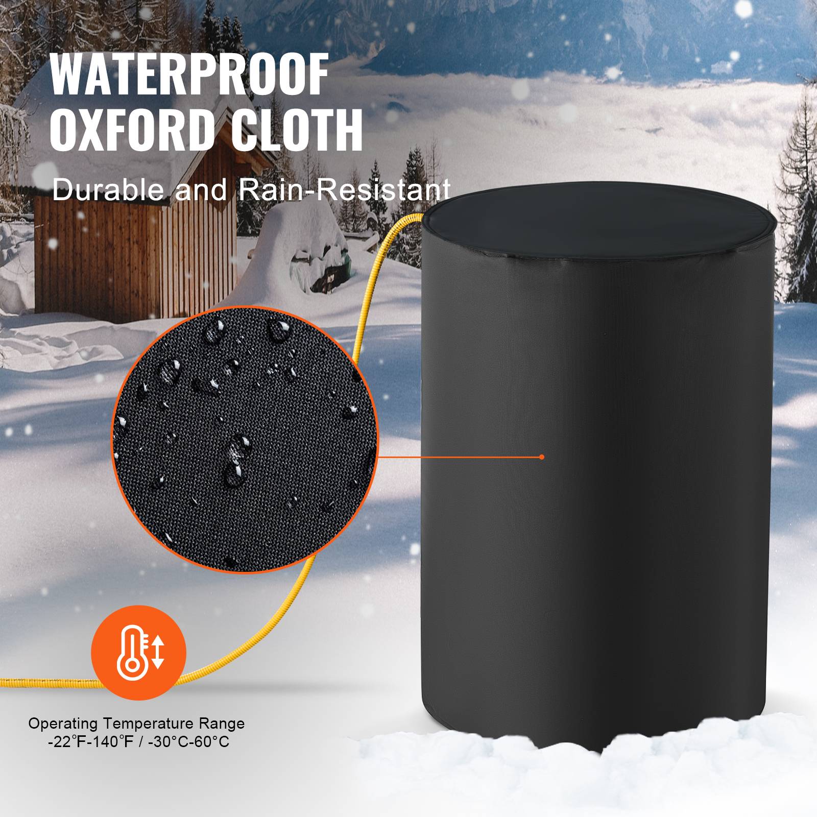 VEVOR Chauffe-fut métal 1300W, bande 55 gallons, thermostat -17.8°C-62.8°C, Oxford imperméable. - Image 5