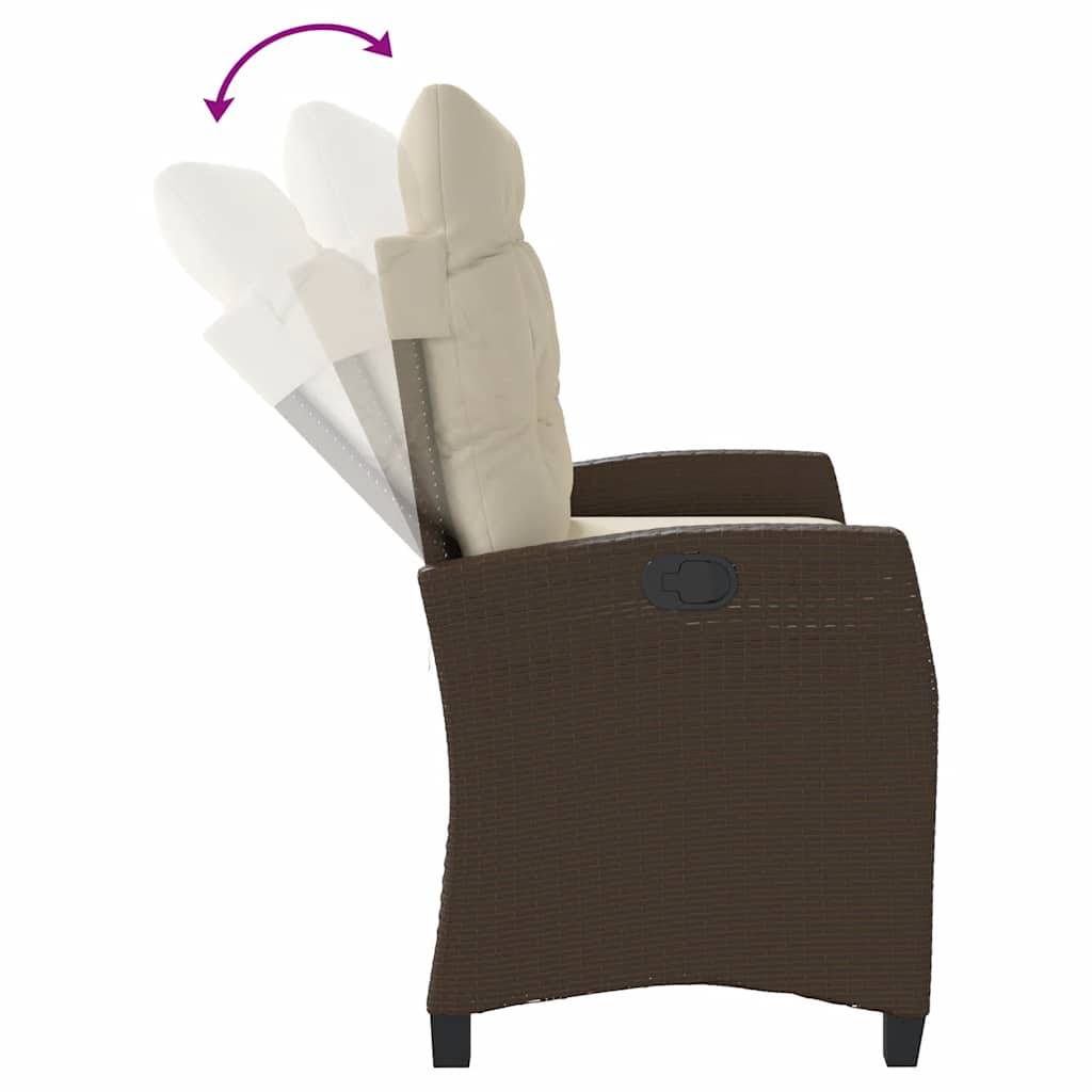 Banc inclinable de jardin | Banquette De Jardin | Banc Extérieur avec coussins marron résine tressée Maison Chic - Image 6