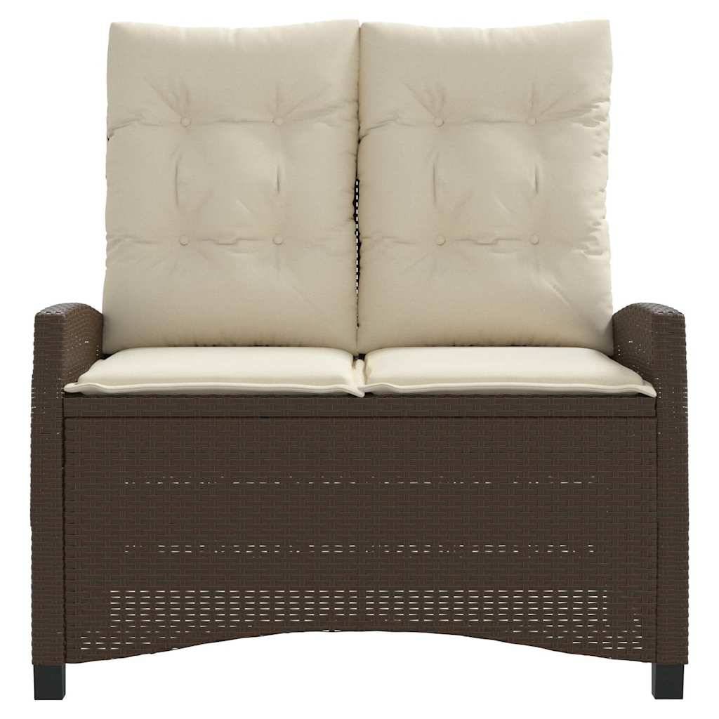 Banc inclinable de jardin | Banquette De Jardin | Banc Extérieur avec coussins marron résine tressée Maison Chic - Image 3