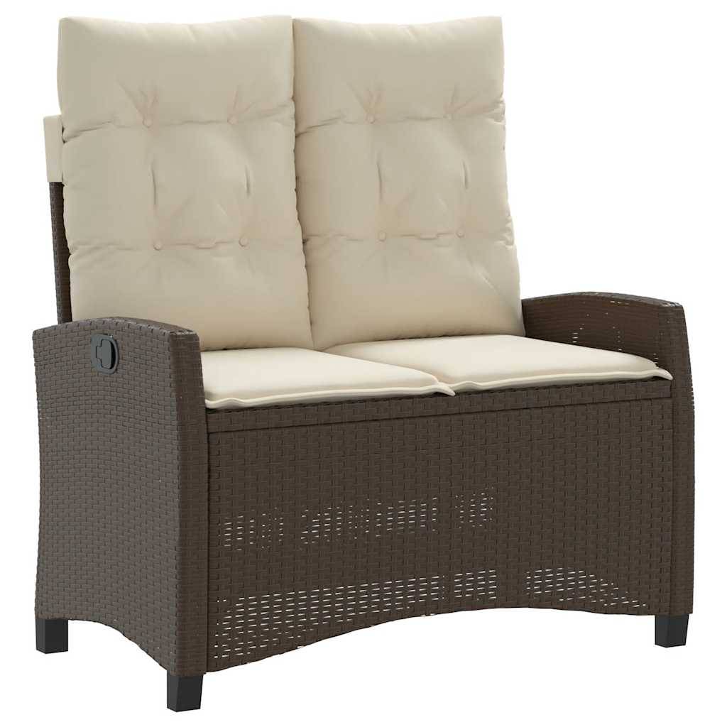 Banc inclinable de jardin | Banquette De Jardin | Banc Extérieur avec coussins marron résine tressée Maison Chic - Image 1