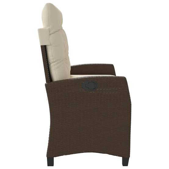 Banc inclinable de jardin | Banquette De Jardin | Banc Extérieur avec coussins marron résine tressée Maison Chic - Image 4