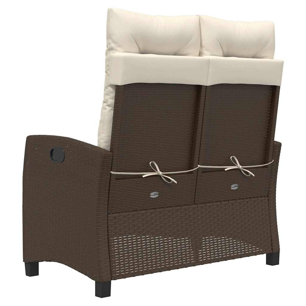 Banc inclinable de jardin | Banquette De Jardin | Banc Extérieur avec coussins marron résine tressée Maison Chic - Image 5