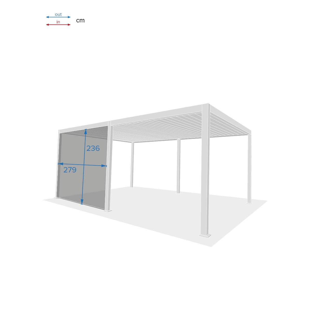 Hesperide - Store pour pergola bioclimatique "Evora" grand modèle 2,7 x 2,3 m en texaline Gris clair & blanc - Hespéride - Imagen 6