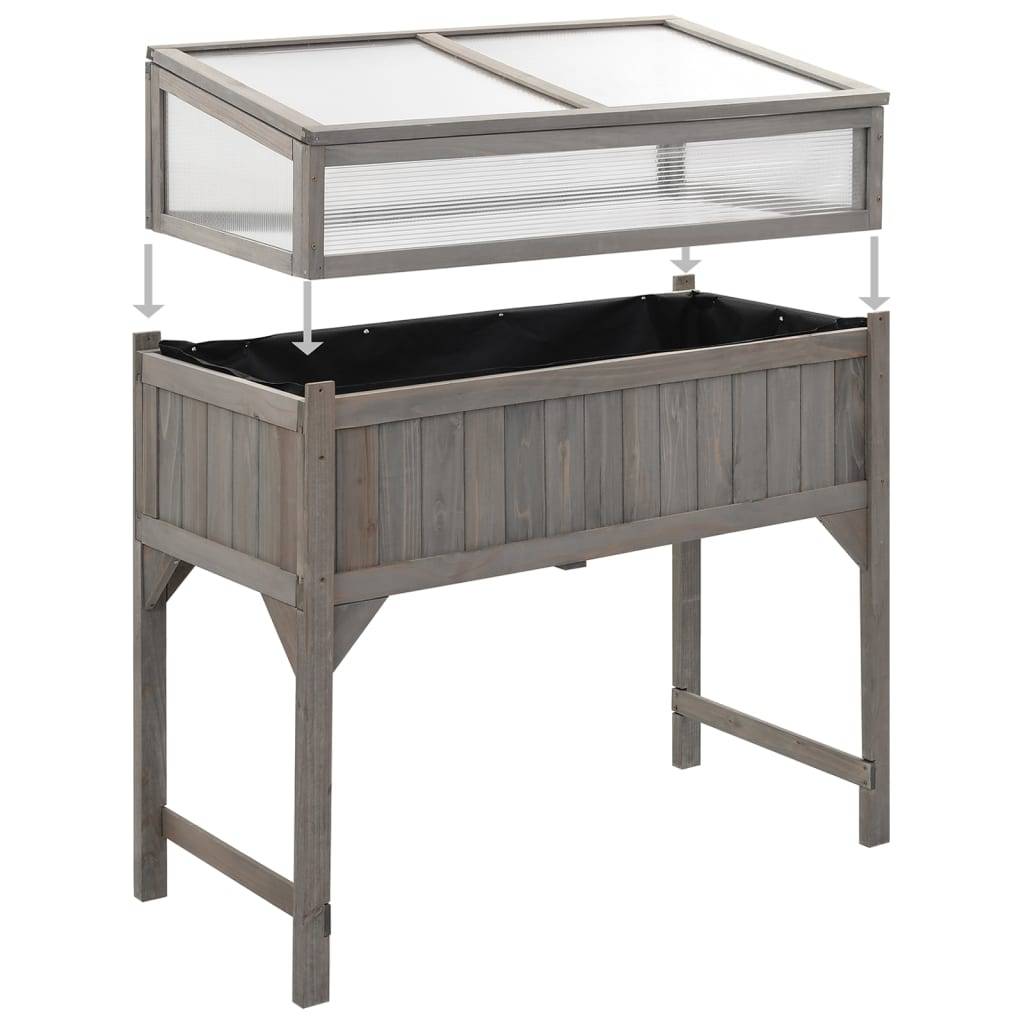 Helloshop26 - Jardinière lit surélevé plantes fleurs jardin avec serre 110 x 54 x 120 cm bois de sapin massif - Imagen 6