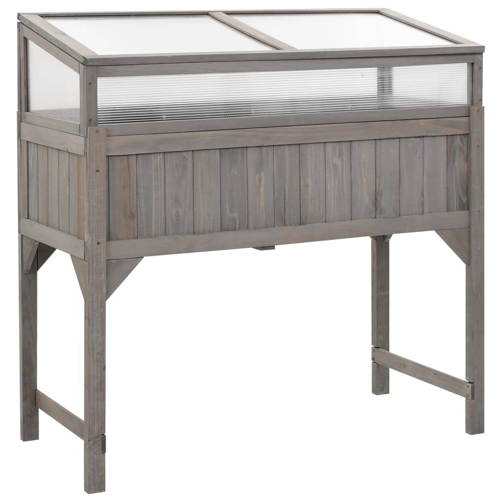 Helloshop26 - Jardinière lit surélevé plantes fleurs jardin avec serre 110 x 54 x 120 cm bois de sapin massif - Imagen 1