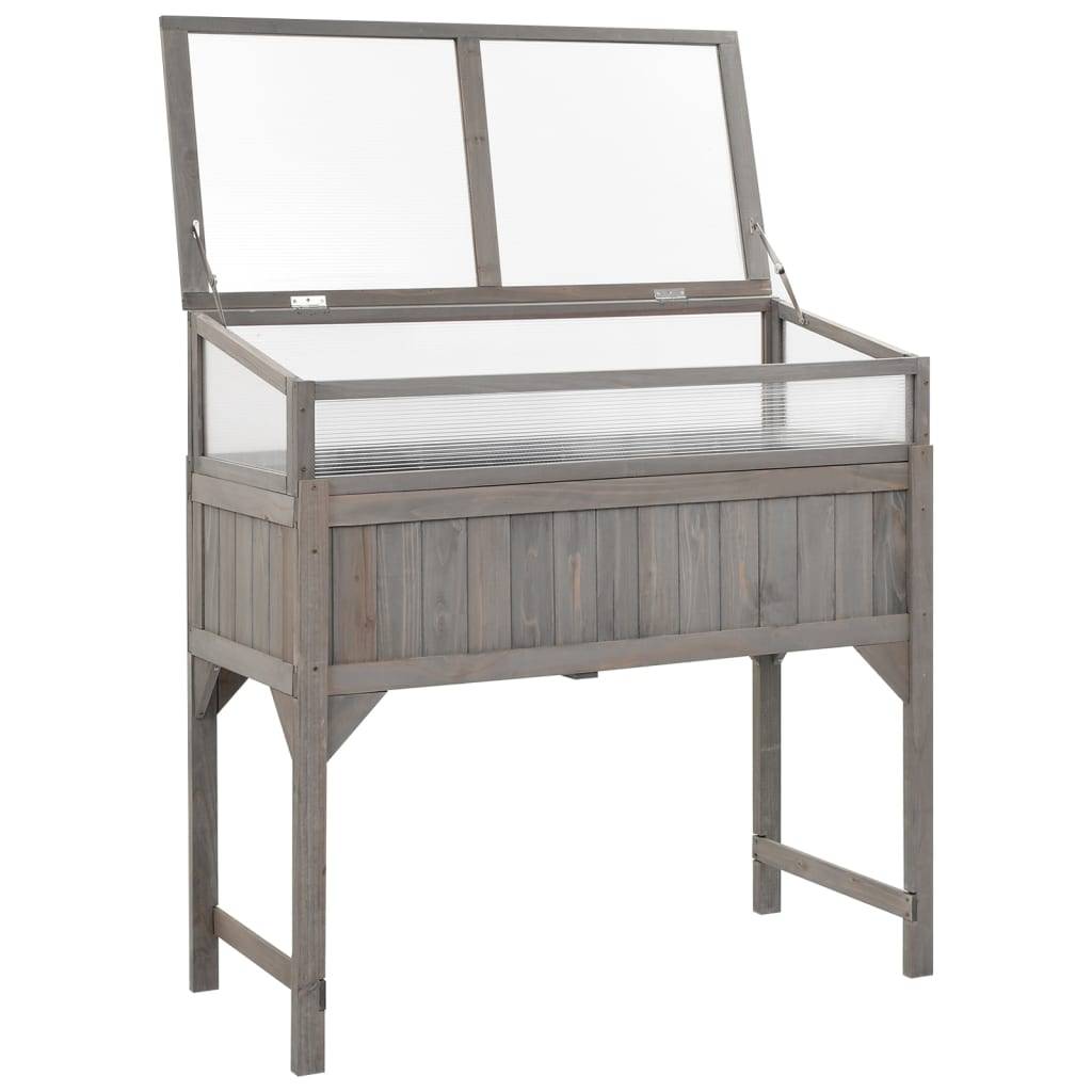 Helloshop26 - Jardinière lit surélevé plantes fleurs jardin avec serre 110 x 54 x 120 cm bois de sapin massif - Imagen 3