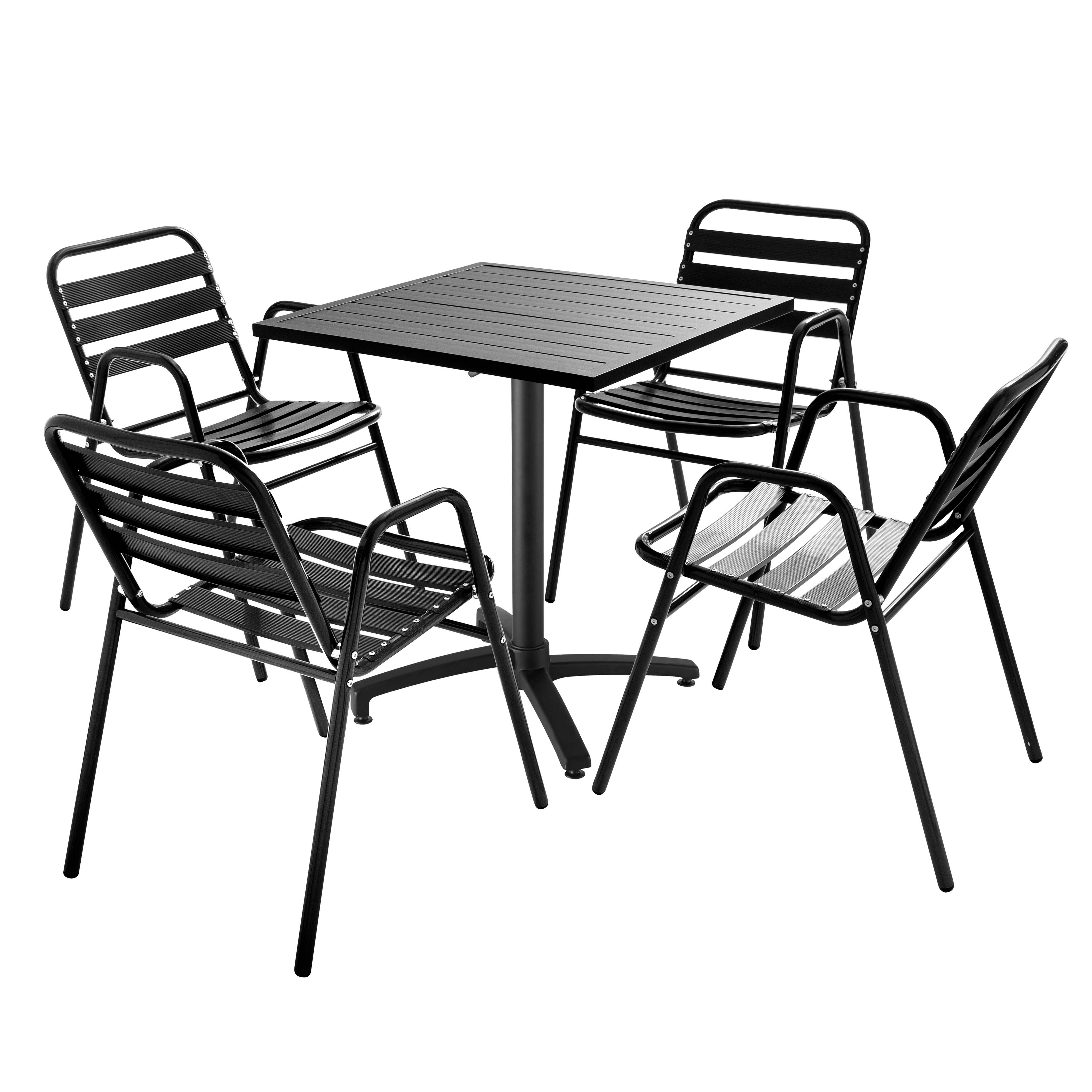 Oviala - Ensemble table de jardin bistrot 70cm et 4 chaises en aluminium gris Cardiff - Oviala - Imagen 1