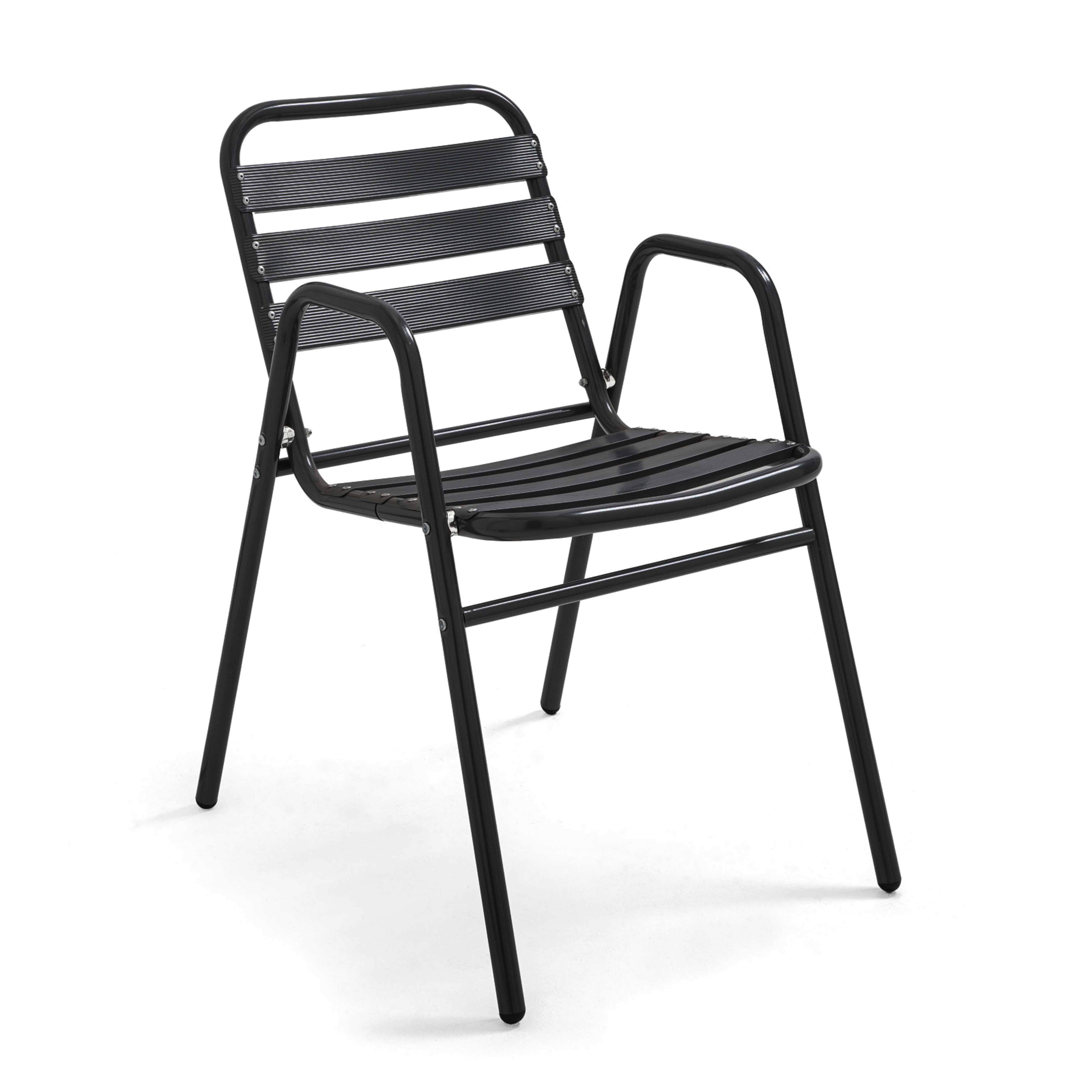 Oviala - Ensemble table de jardin bistrot 70cm et 4 chaises en aluminium gris Cardiff - Oviala - Imagen 6