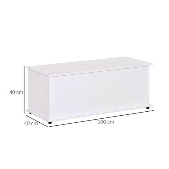 Sans Marque - Coffre/banc rangement, couvercle rabattable + charnières sécurité, pour chaussures, entrée/couloir/chambre/salon, 100x40x40cm, blanc. - Image 5