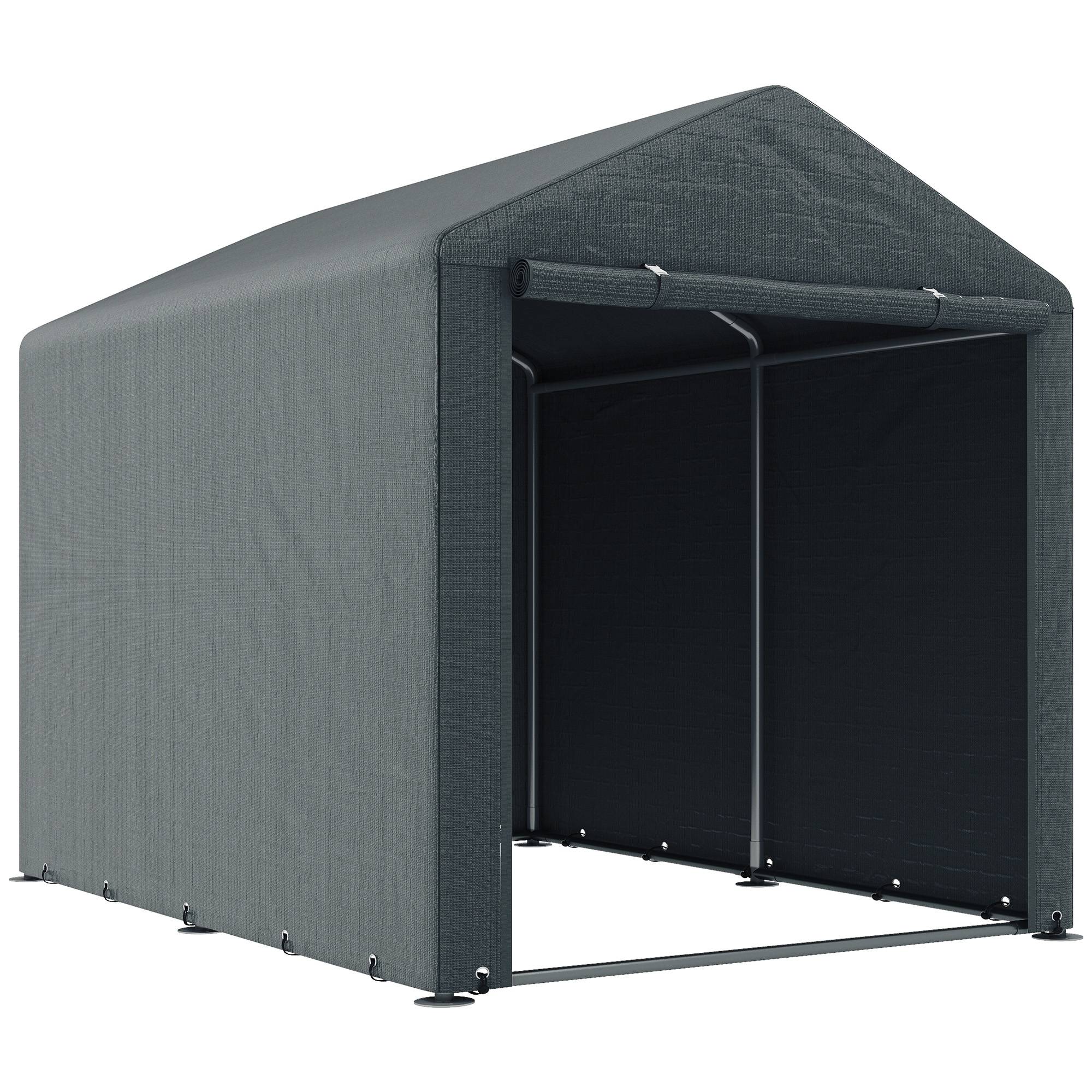 Tente de stockage toile PE extérieur garage vélos outils porte zippée 160x218x172cm gris - ComfortXL Outdoor Living