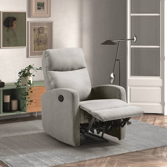 Fauteuil Relax Electrique Tissu Gris Clair - LERIDA - Image 2