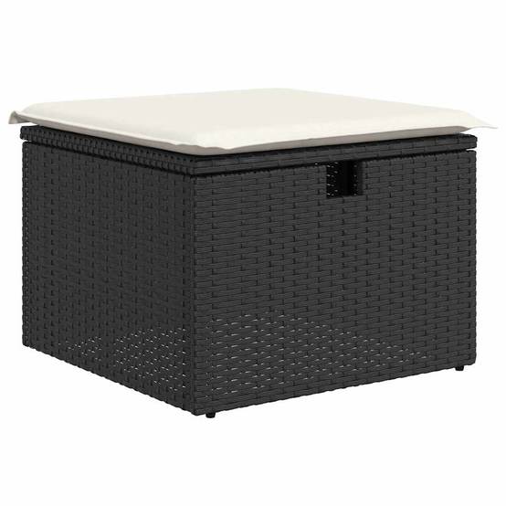 Salon de Jardin 6 Places 7pcs en Résine Tressée Modulable Table Coffre de Rangement et Pouf Noir – ComfortXL Outdoor Living - Image 7