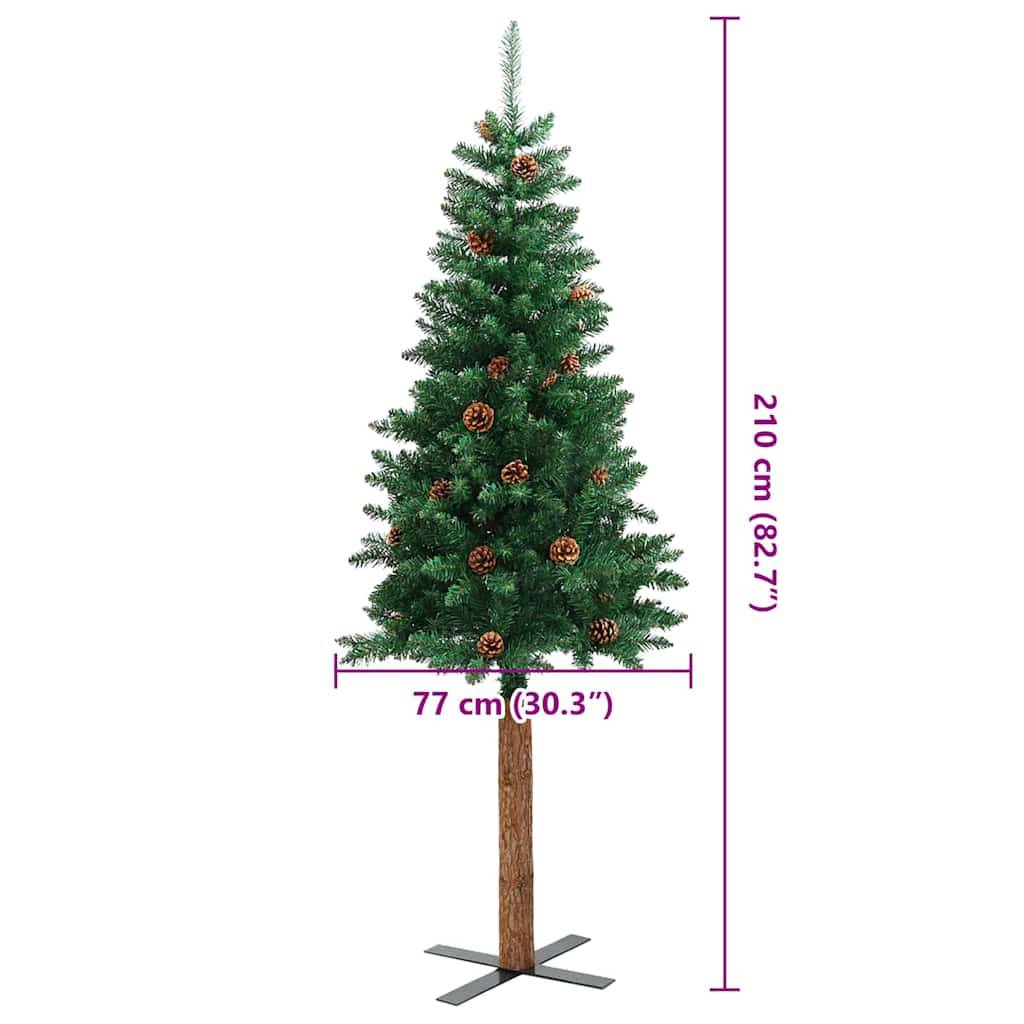 Vidaxl - Sapin de Noël mince Vert 210 cm PVC et bois de pin massif vidaXL 3394883 - Image 3