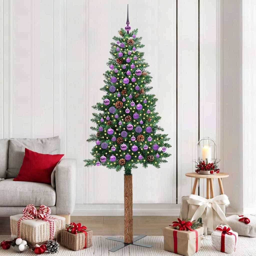 Vidaxl - Sapin de Noël mince Vert 210 cm PVC et bois de pin massif vidaXL 3394883 - Image 1