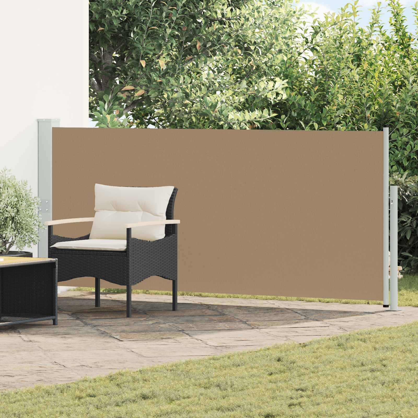Store latéral rétractable polyester taupe 500 x 117 cm - PANGIVO - Image 1
