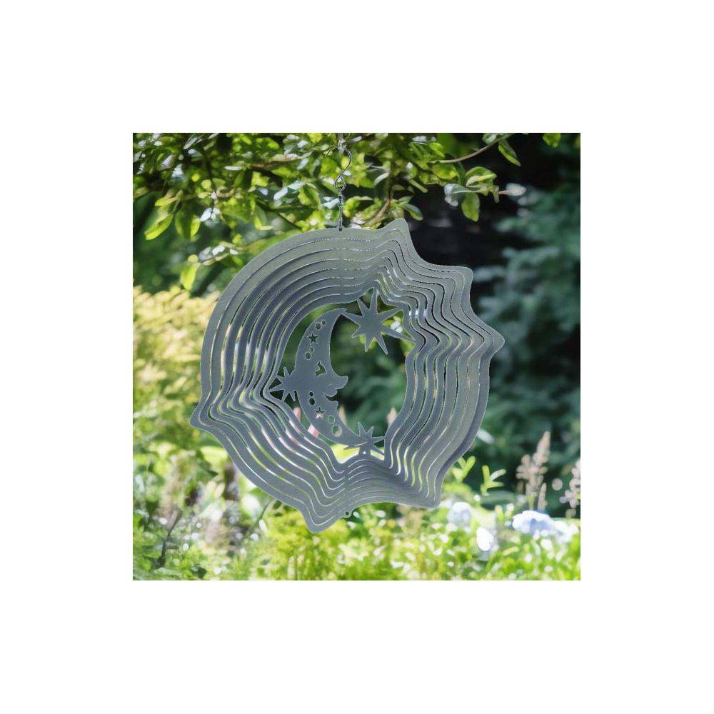 Mobile à vent lune & étoiles argent 30 cm Grand modèle Spin-Art Spinners - Imagen 2