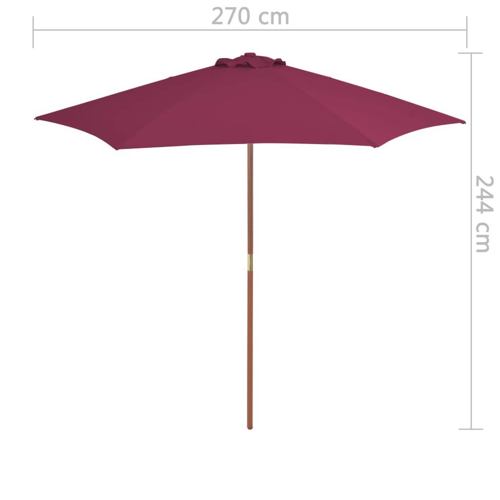 Parasol bois rouge bordeaux 270 x 270 x 244 cm - PANGIVO - Image 6