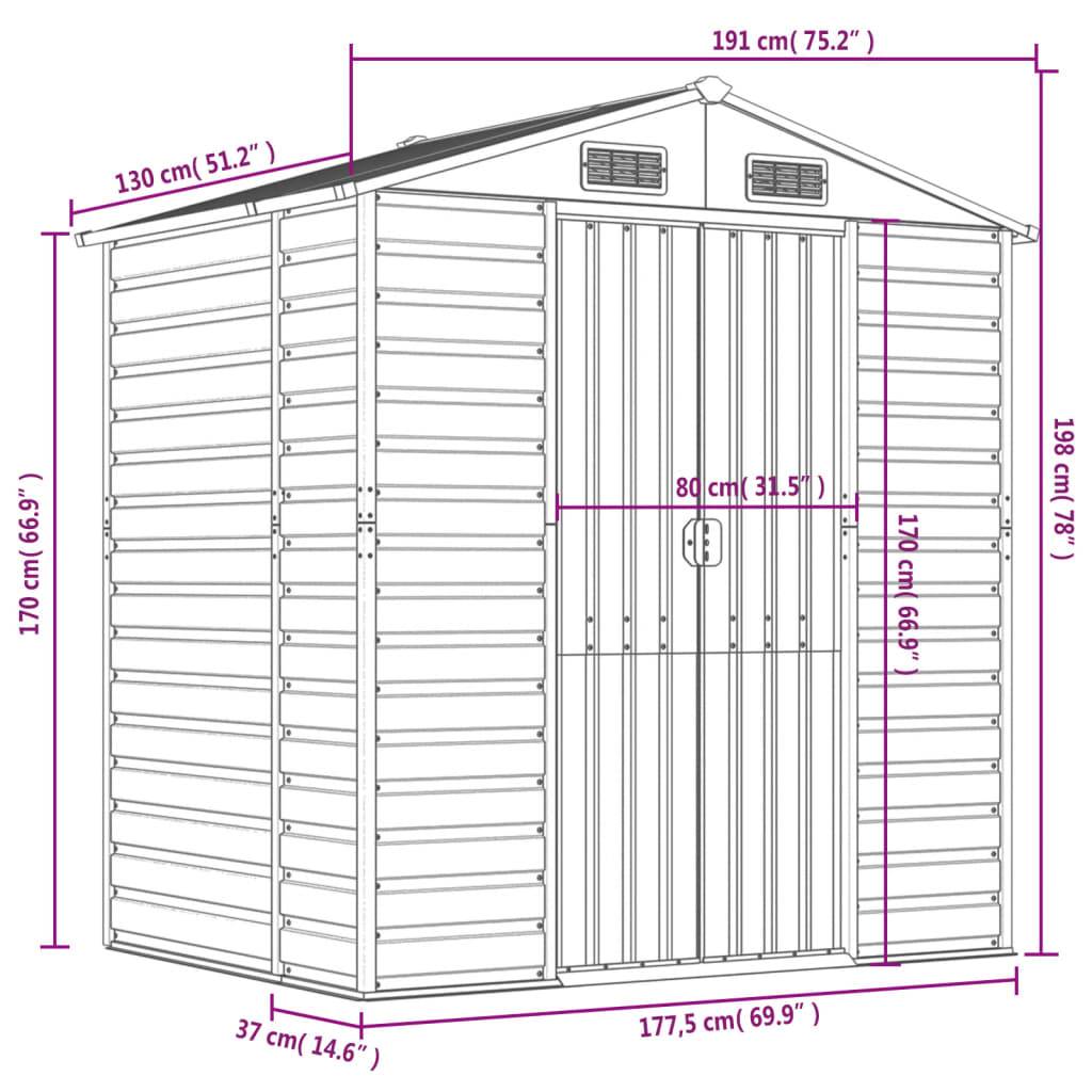 Vidaxl - Abri de jardin anthracite 191x130x198 cm acier galvanisé vidaXL 3188253 - Image 3