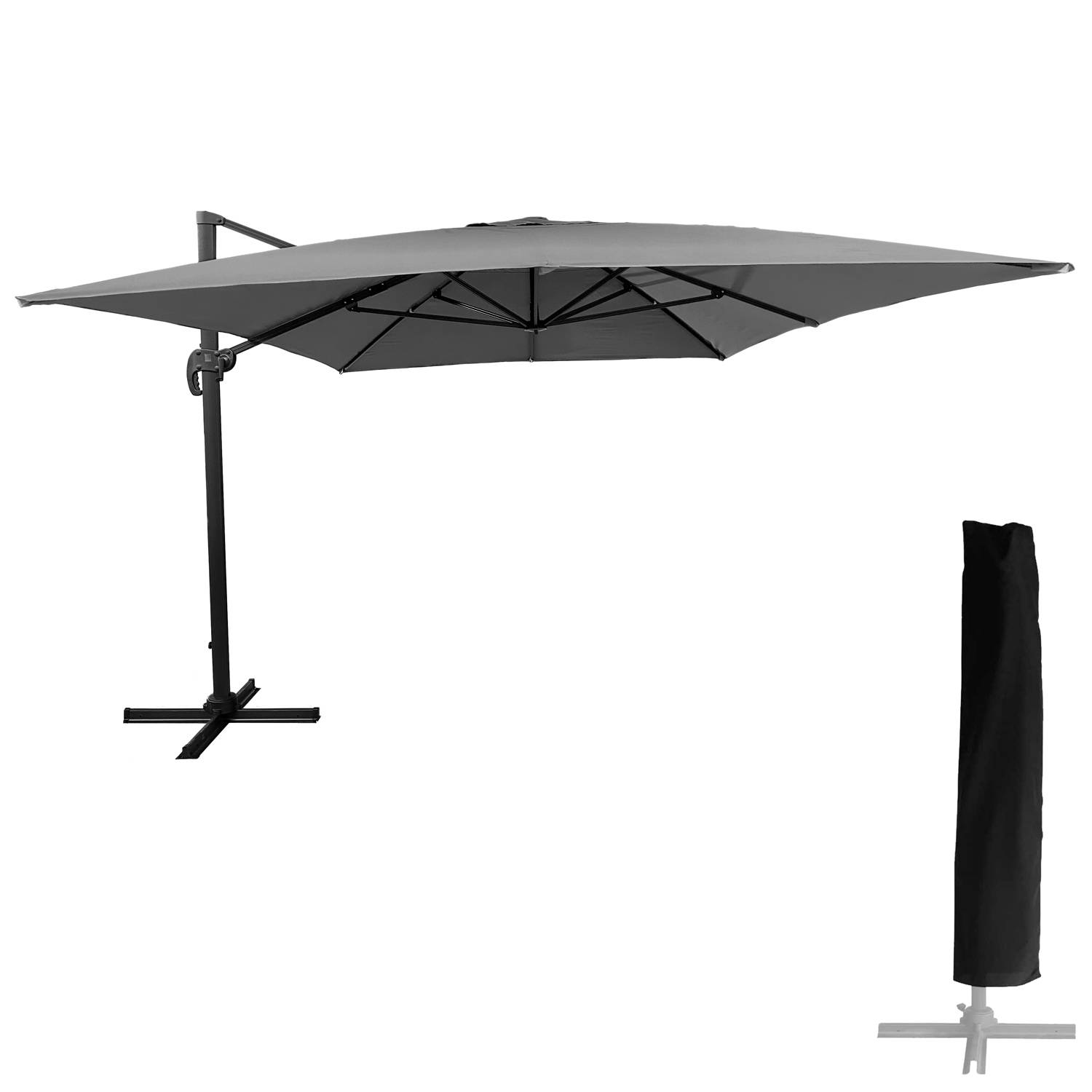 Happy Garden - Parasol déporté MOLOKAI rectangulaire 3x4m gris + housse - HAPPY GARDEN - Imagen 1