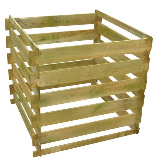 Composteur de jardin carré en bois traité 540L pour déchets verts 90x85cm – ComfortXL Outdoor Living - Image 2