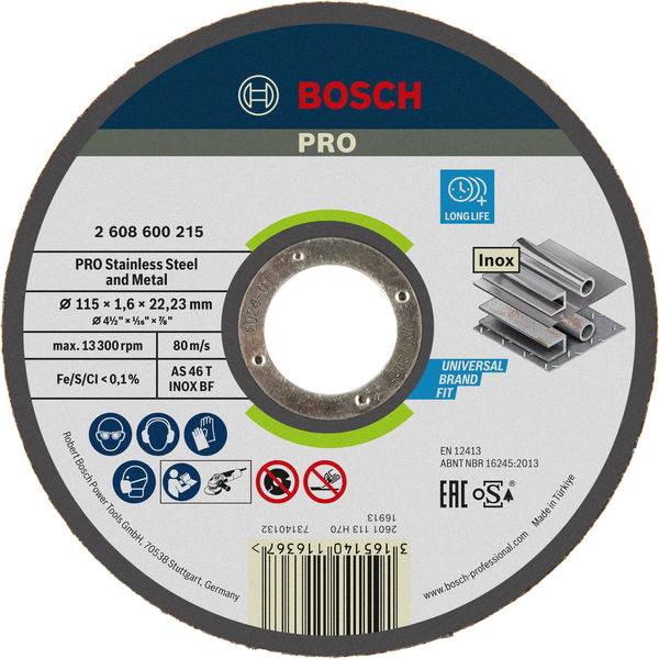 Bosch - Disque à tronçonner métaux et inox 115x1,6x22x23mm plat OSA - BOSCH - 2608600215 - Image 1