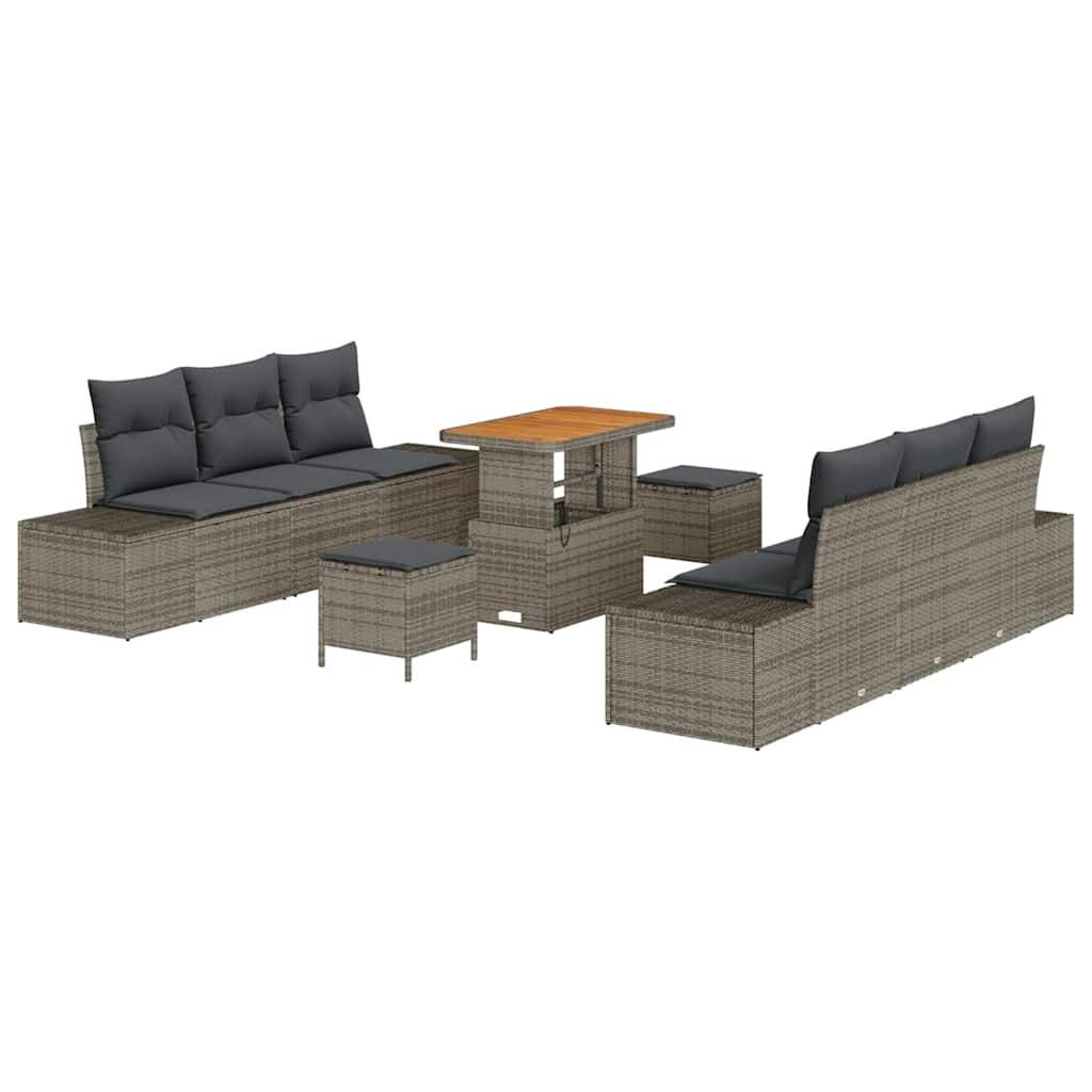 Salon de jardin 8 places en rotin synthétique modulable pour balcon et terrasse Gris – ComfortXL Outdoor Living - Image 2