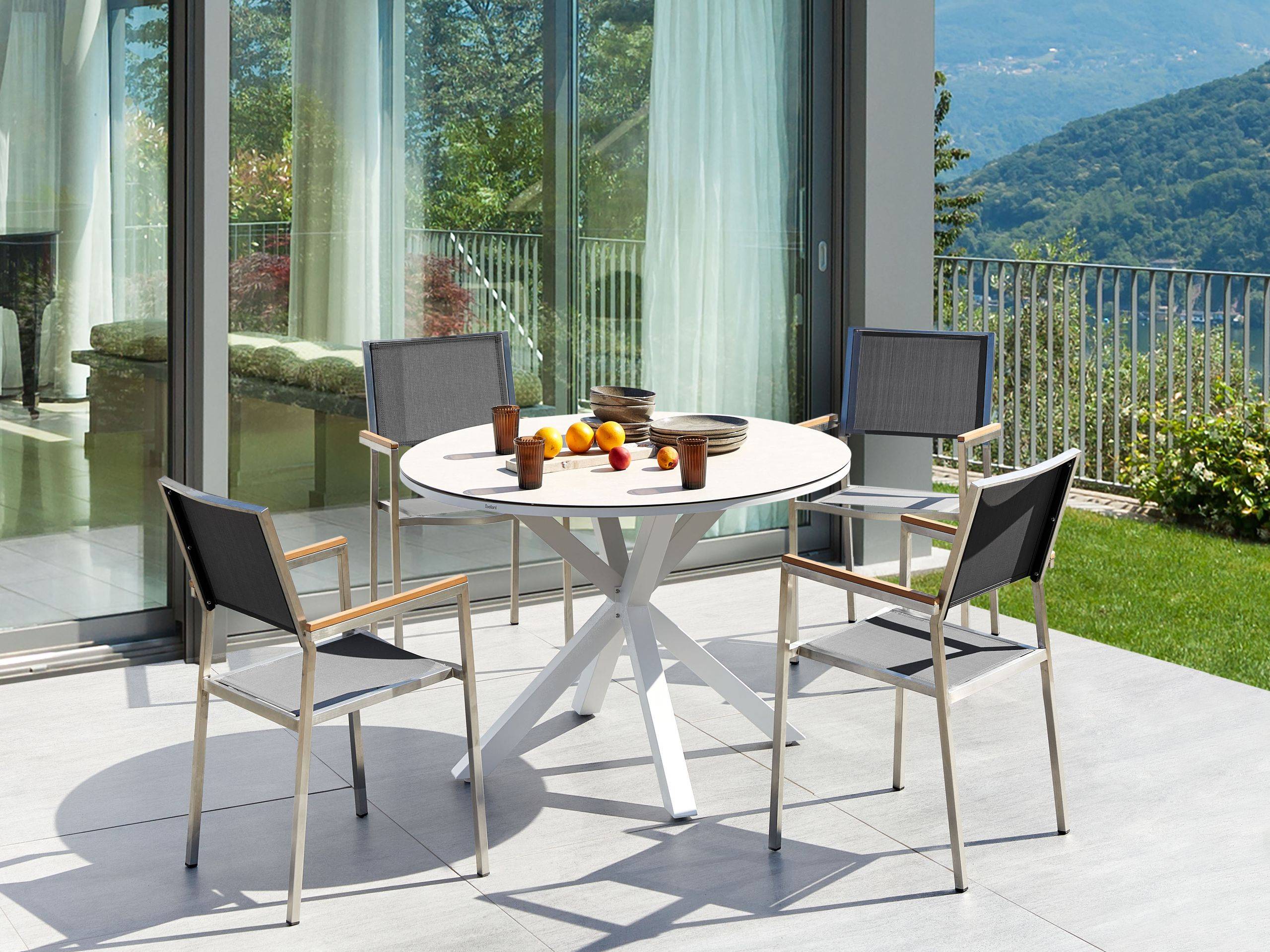 Beliani - Set de salle à manger, 4 Personnes Aluminium Gris/beige MALETTO/GROSSETO - Beliani - Imagen 1