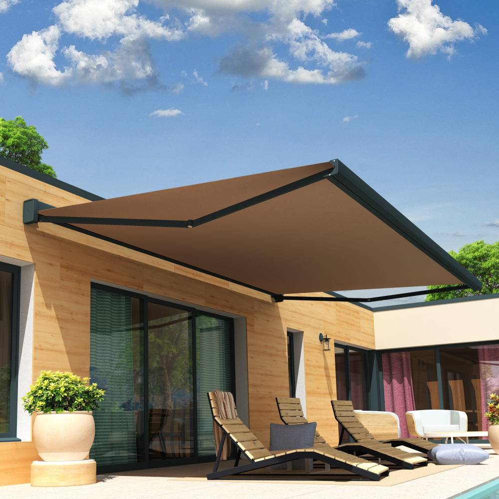 Intersun - Store banne coffre SOA 4,10x3,50 M (Motorisé Secours à Télécommande - Gris Anthracite - Taupe) - INTERSUN - Imagen 5