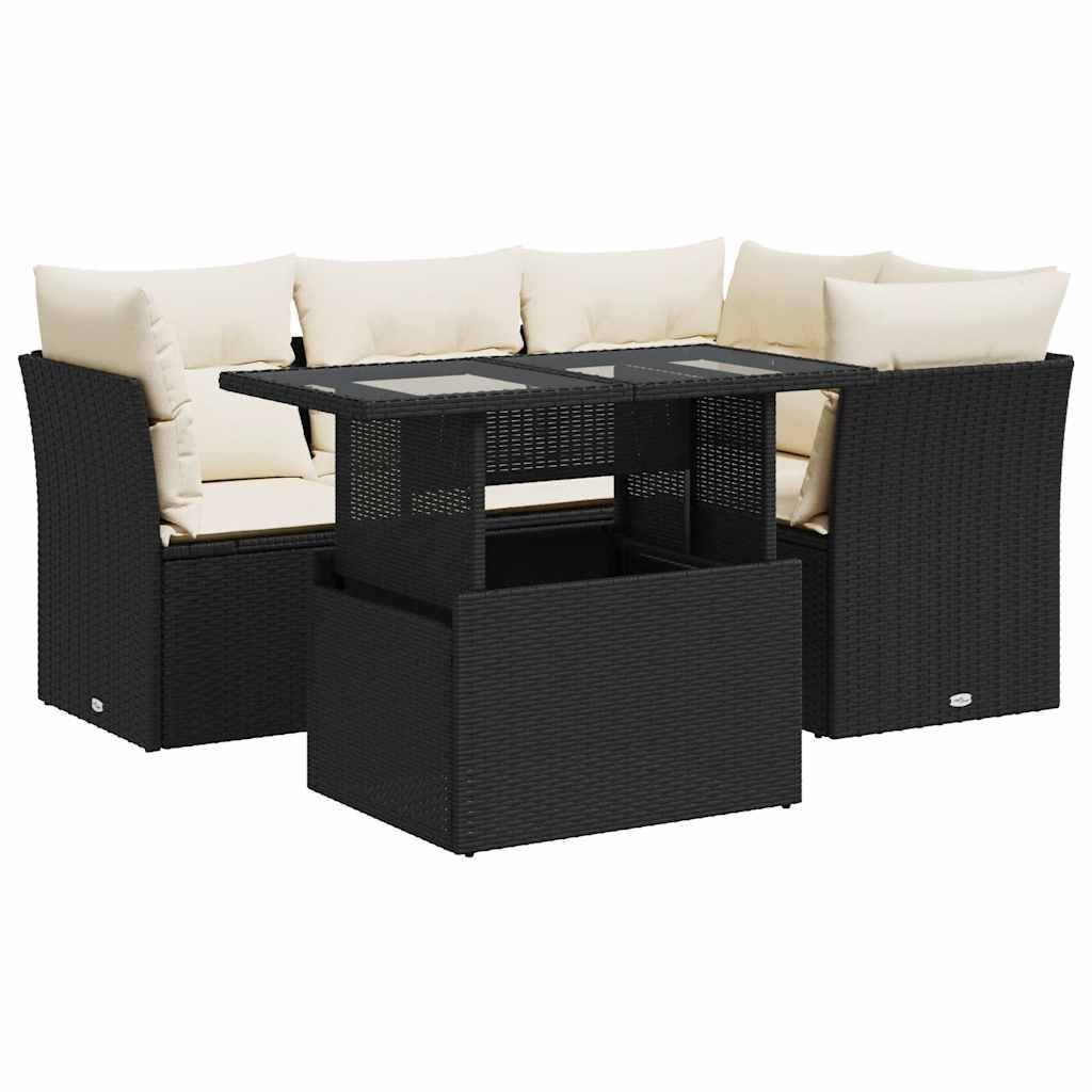 ComfortXL - Salon de jardin 5 pcs résine tressée avec table à hauteur réglable et rangements Noir – ComfortXL Outdoor Living - Image 2