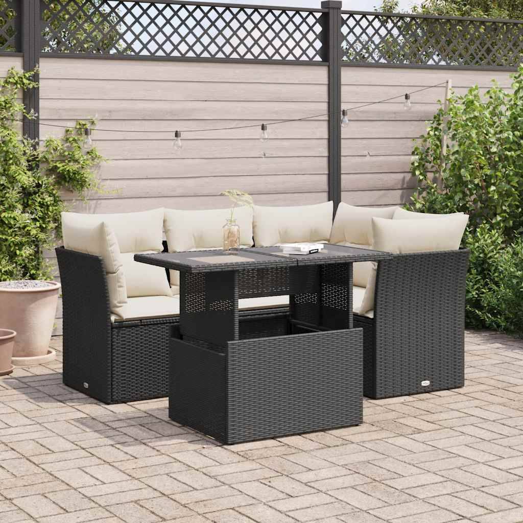 ComfortXL - Salon de jardin 5 pcs résine tressée avec table à hauteur réglable et rangements Noir – ComfortXL Outdoor Living - Image 1