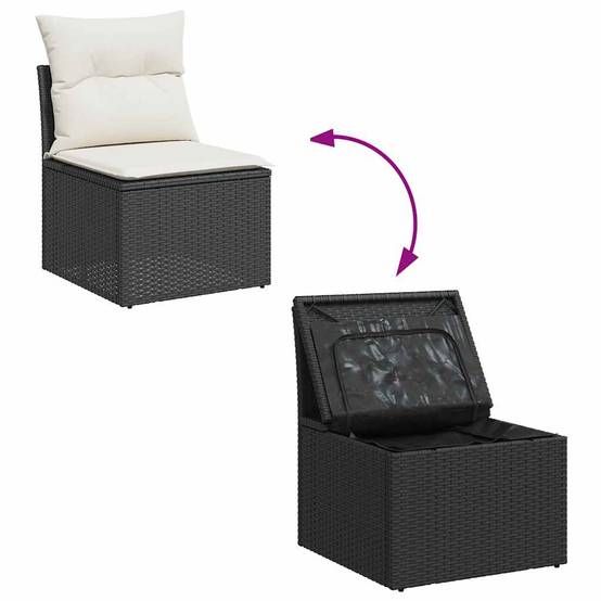 ComfortXL - Salon de jardin 5 pcs résine tressée avec table à hauteur réglable et rangements Noir – ComfortXL Outdoor Living - Image 6