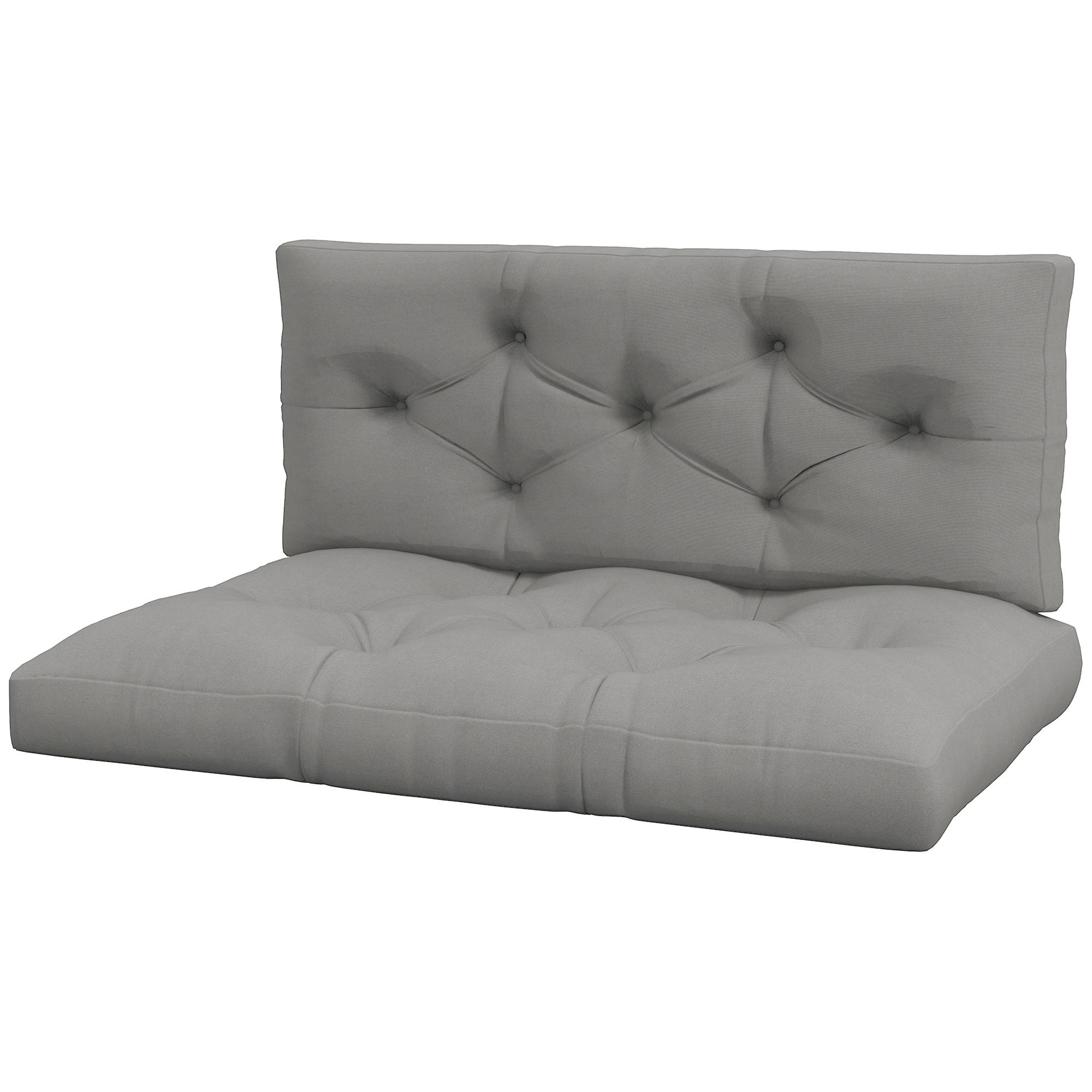 ComfortXL - Coussin palette polyester 120 x 80 cm gris clair intérieur extérieur assise épaisse avec dossier capitonné - Image 2