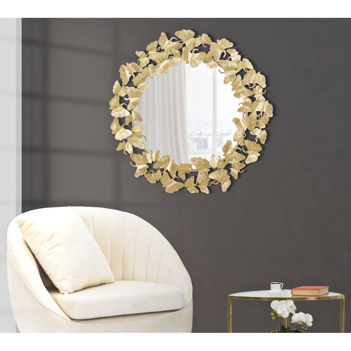 Miroir rond en métal Fogle 87 x 2.5 cm - Imagen 8