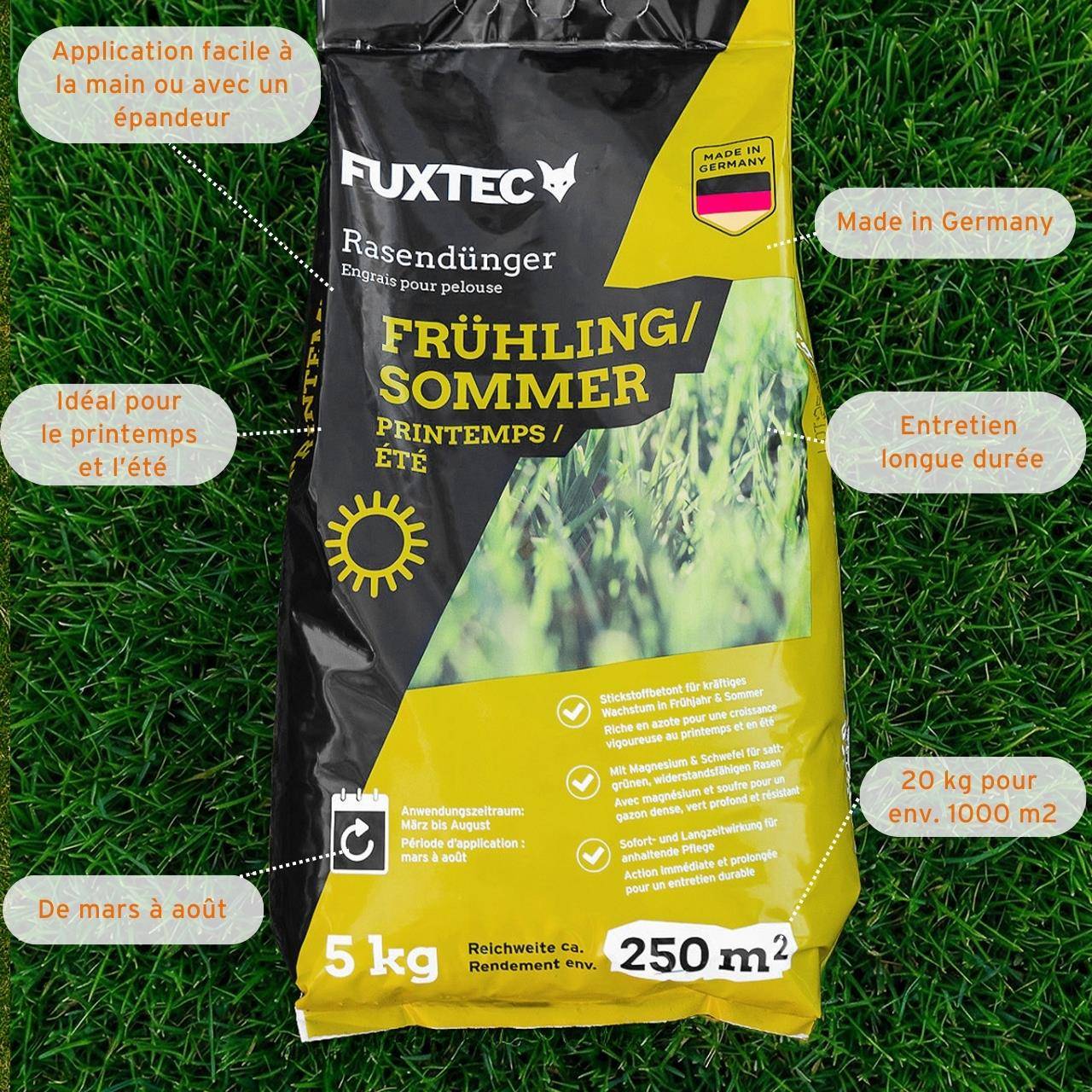 Engrais gazon printemps été FUXTEC FX-RDFS20 NPK  organo-minéral avec magnésium et soufre 20 kg - Image 6