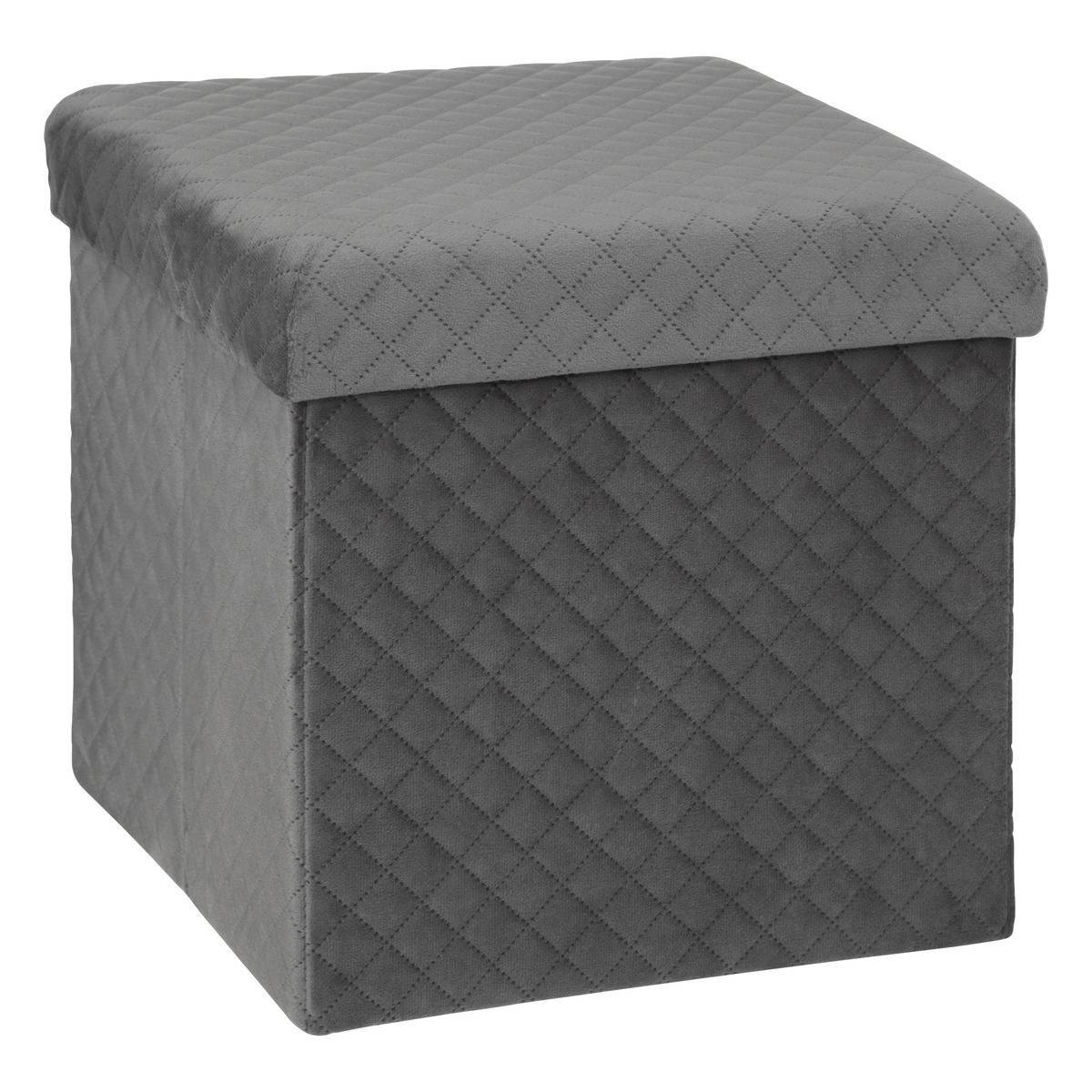 Pouf pliable 31x31cm "Mix N' Modul" velours gris - 5five - Imagen 1