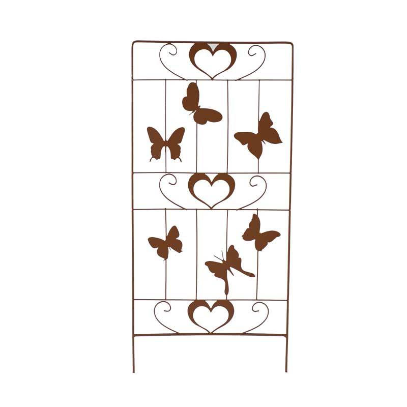 La Grande Prairie - Treillage papillon fer marron 25x1x58cm - Image 1