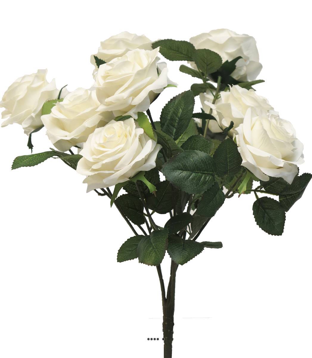 Bouquet de rose Paris artificielle, 10 têtes, H 42 cm Crème - BEST - couleur: Crème - Image 2