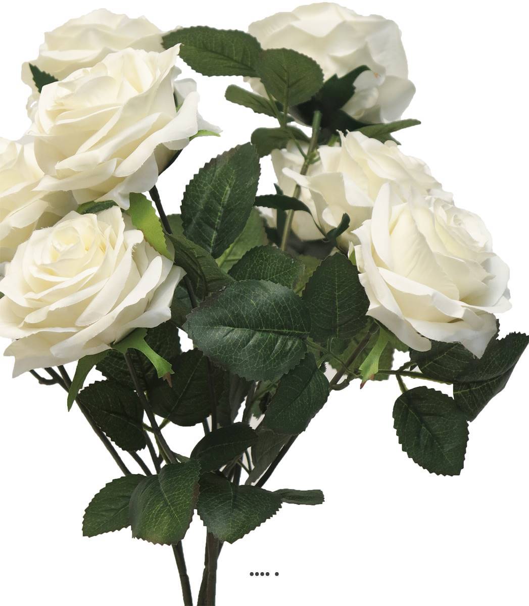 Bouquet de rose Paris artificielle, 10 têtes, H 42 cm Crème - BEST - couleur: Crème - Image 3