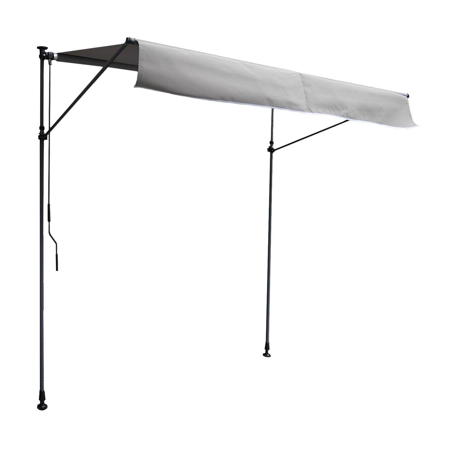 Happy Garden - Store banne pour balcon CHENE 2 × 1,2m - Toile grise et structure grise - HAPPY GARDEN - Imagen 1