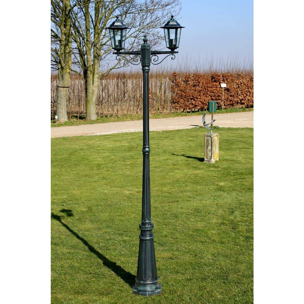 Lampadaire de jardin - Lampadaire d'extérieur 2 bras 215 cm Vert foncé/Noir Aluminium MP521 - Image 2