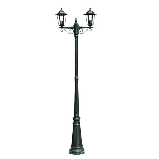 Lampadaire de jardin - Lampadaire d'extérieur 2 bras 215 cm Vert foncé/Noir Aluminium MP521 - Image 1