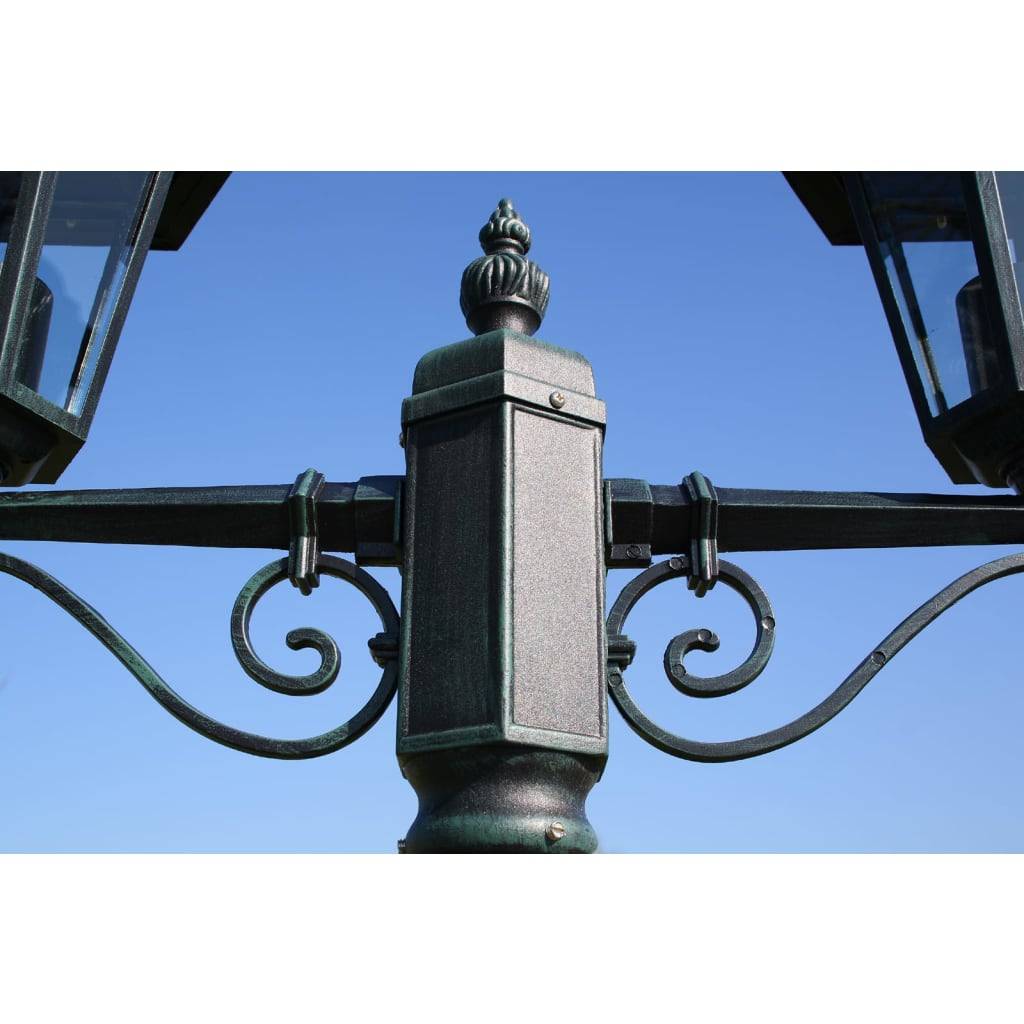 Lampadaire de jardin - Lampadaire d'extérieur 2 bras 215 cm Vert foncé/Noir Aluminium MP521 - Image 4